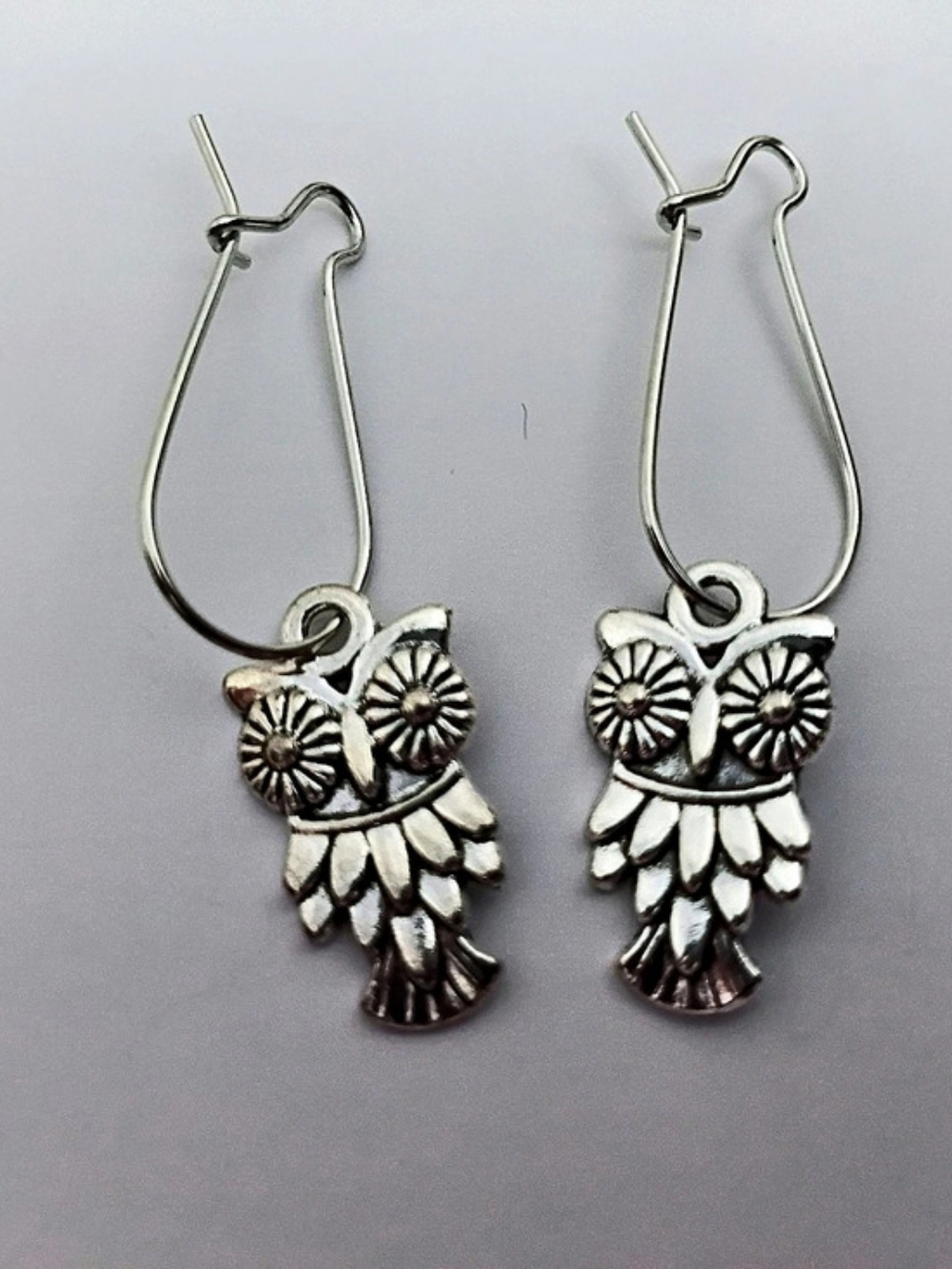 Owl Dangle Earrings in Silver